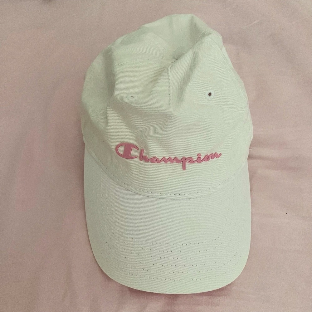 Champion White Hat with Pink Embroidery